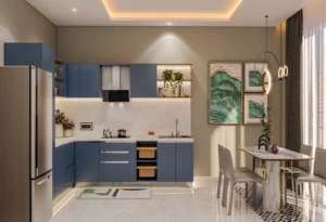 L Shaped Kitchen- Blue 1