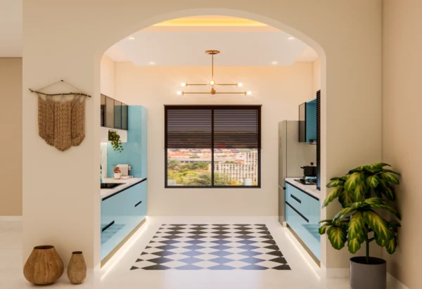 Blue Parallel Kitchen