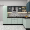Green L Shaped Kitchen