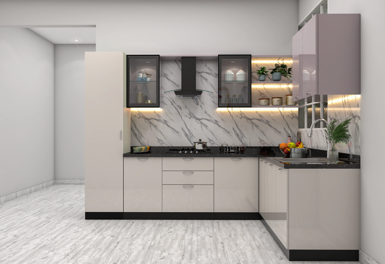 Grey L Shaped Kitchen