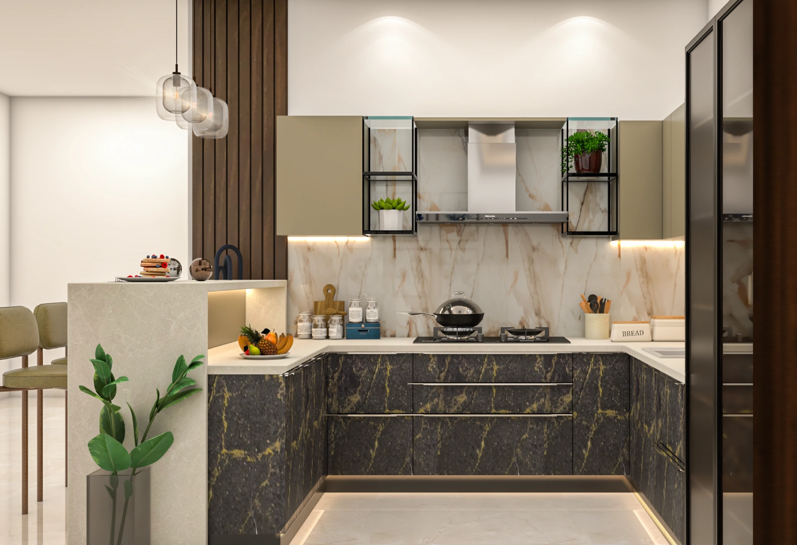 Grey U Shaped Kitchen