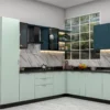 L Shaped Kitchen Mint Green