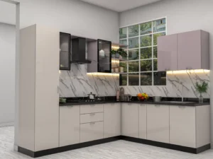 L Shaped Kitchen- Light Grey