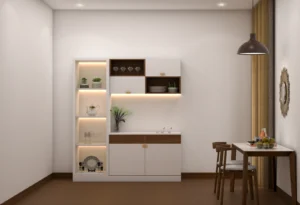 Crockery Unit- White with Shelves