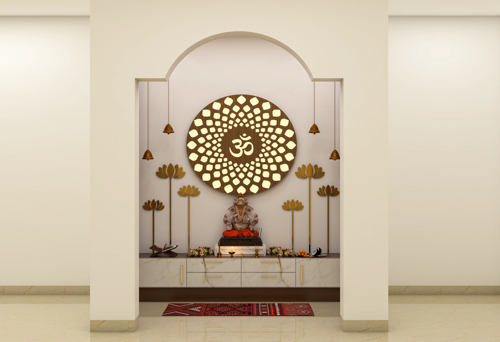 Pooja Unit- White Dual Toned