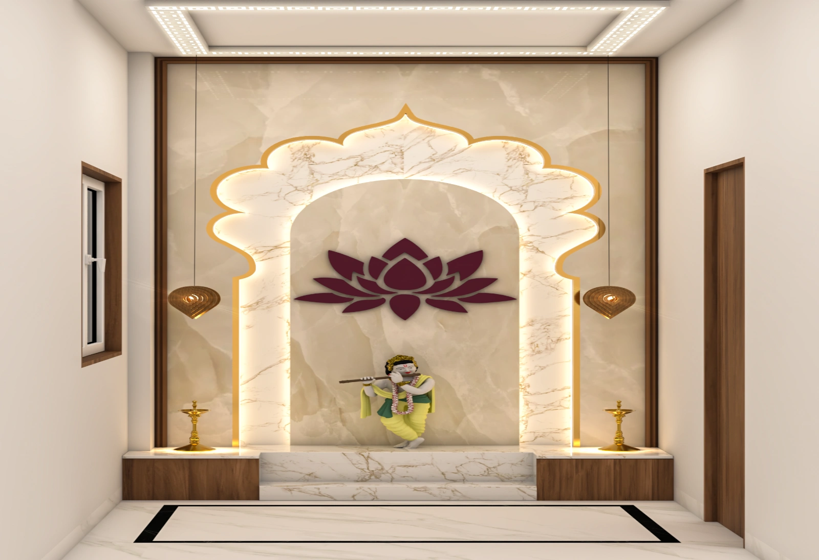 Pooja Unit- White Marble